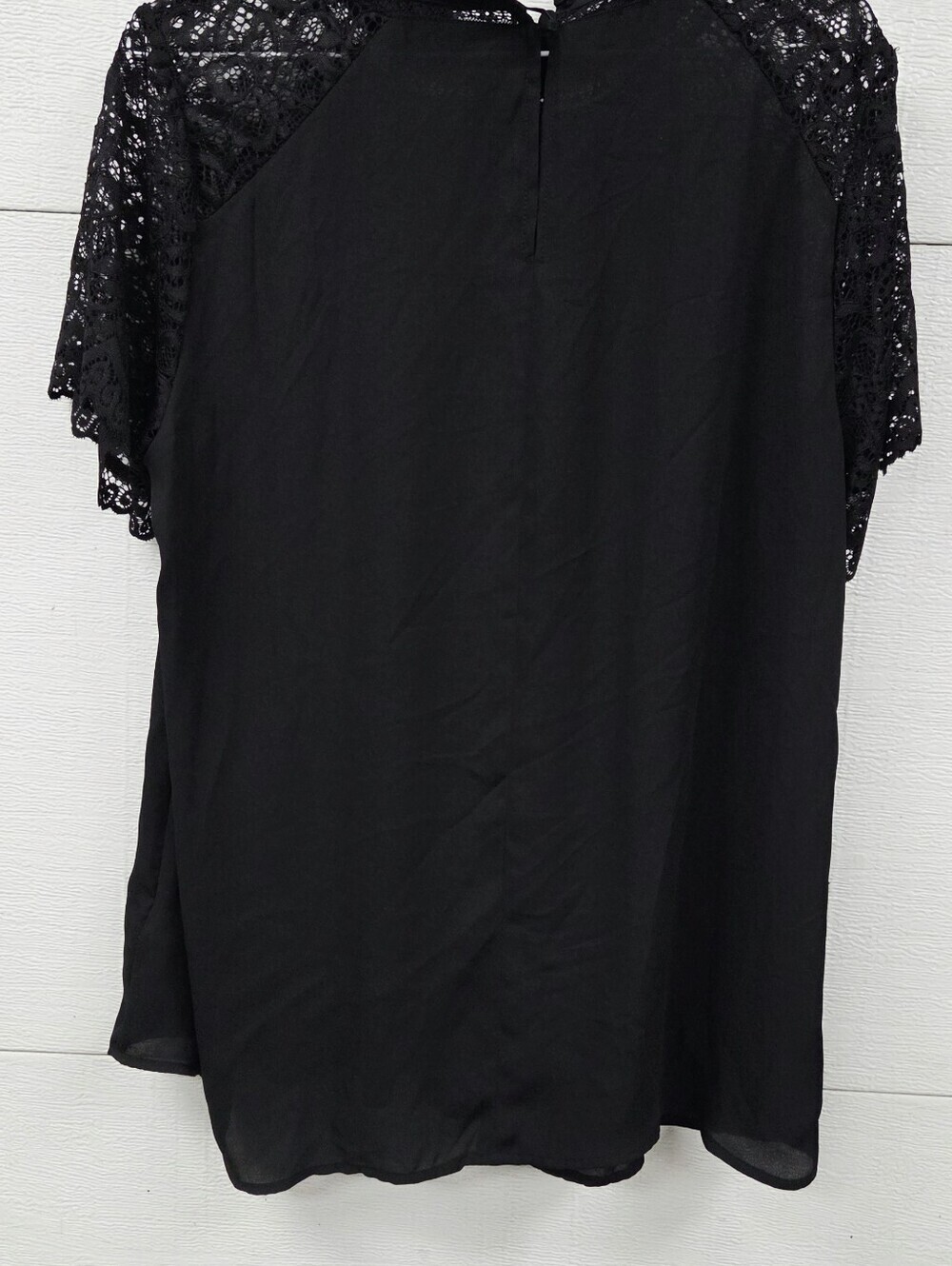 Torrid 0 Black Lace Shoulder Short Sleeve Women's Blouse Nwt - Picture 8 of 8